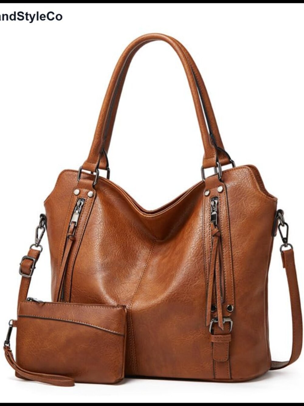 Vintage Distressed PU Leather Hobo Tote Shoulder Crossbody Bag